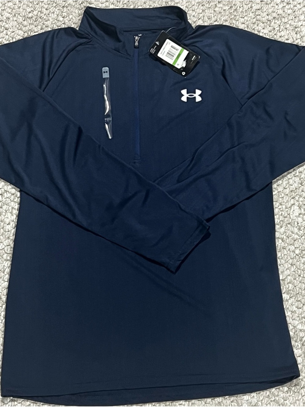 Under Armour Mens Heat Gear Long Sleeve 1/2 Zip Pullover Navy Blue Large NWT